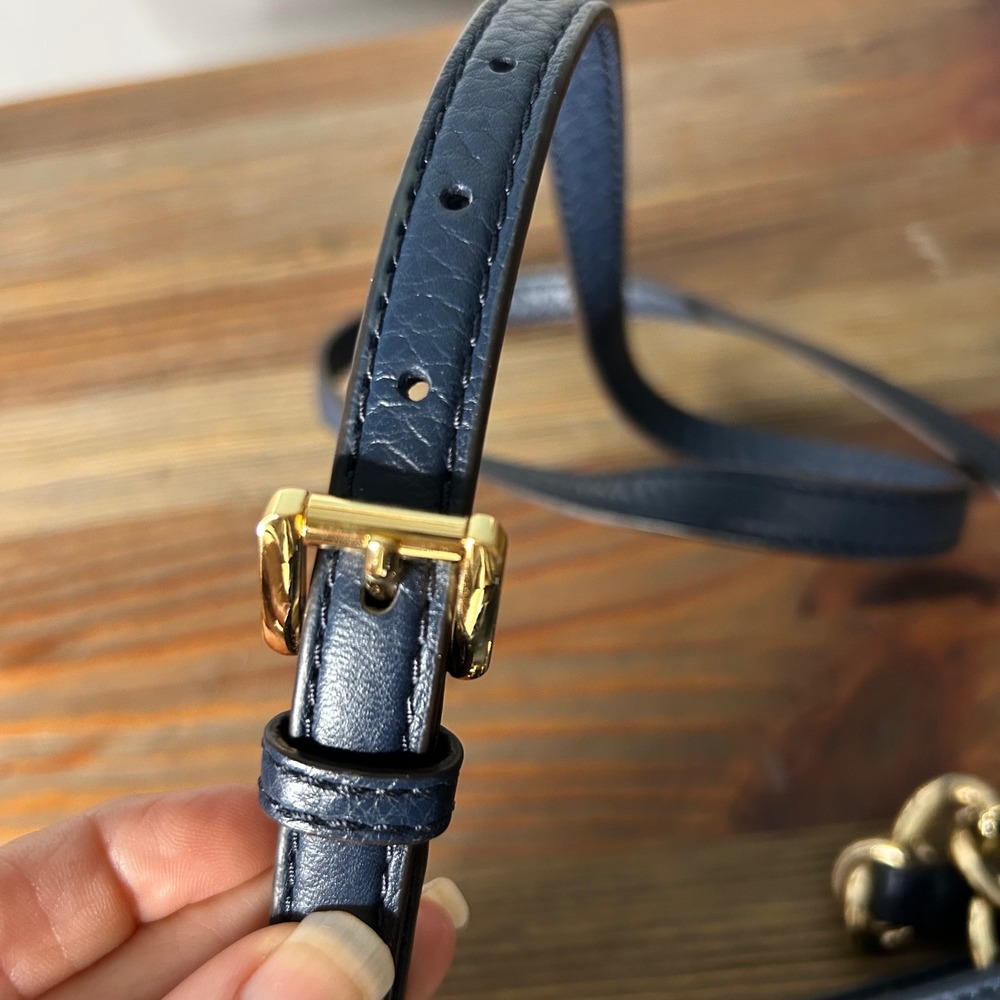 Michael‎ Michael Kors Navy blue Hamilton pebbled Leather Crossbody Bag Gold - Picture 4 of 13